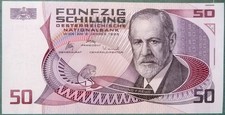 AUSTRIA 50 SCHILLING UNC  NOTE FROM 02.01. 1986 ISSUE,  P149, LAST  BEFORE EURO
