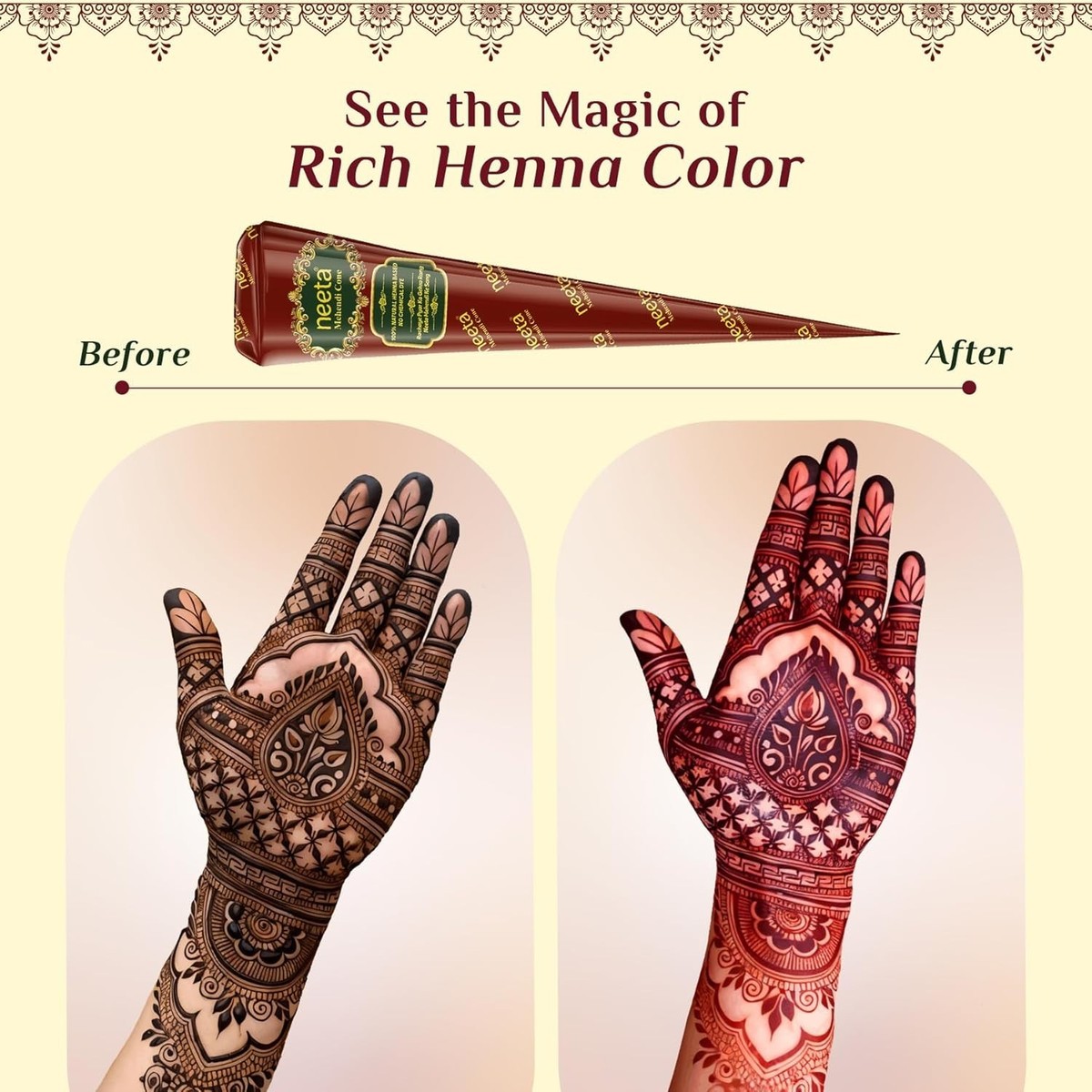 Neeta Natural Henna Mehandi Cone For Hand Designing & Temporary