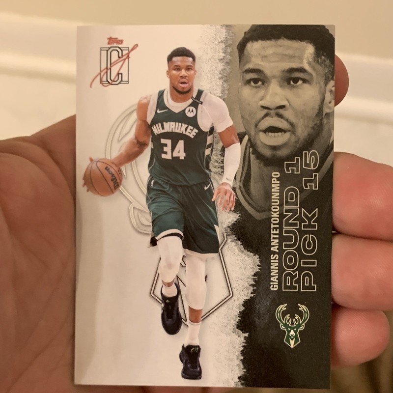 Topps Now Giannis Antetokounmpo Milwaukee Bucks Round Pick 18 #18 Rookie