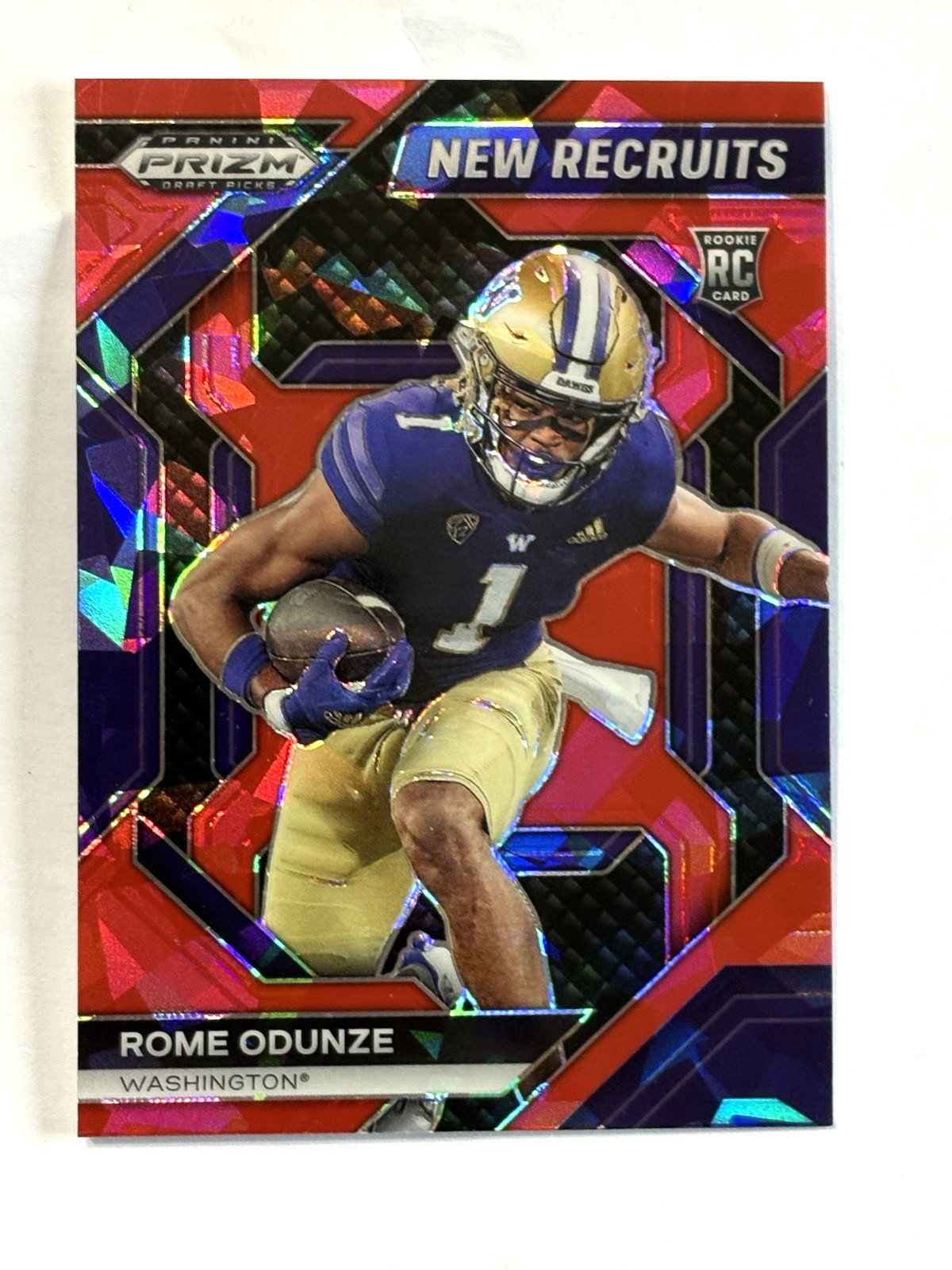2024 Panini Prizm Draft Picks Rome Odunze Red Ice Prizm New Recruits RC #NR-ROE
