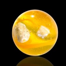 Rare Furnace Debris Inclusion Peltier Yellow Tracer Rainbo 9/16" Marble