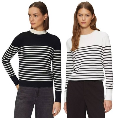 s.Oliver Damen Pullover gestreift Viskosemix Rundhals langarm Regular Fit weich