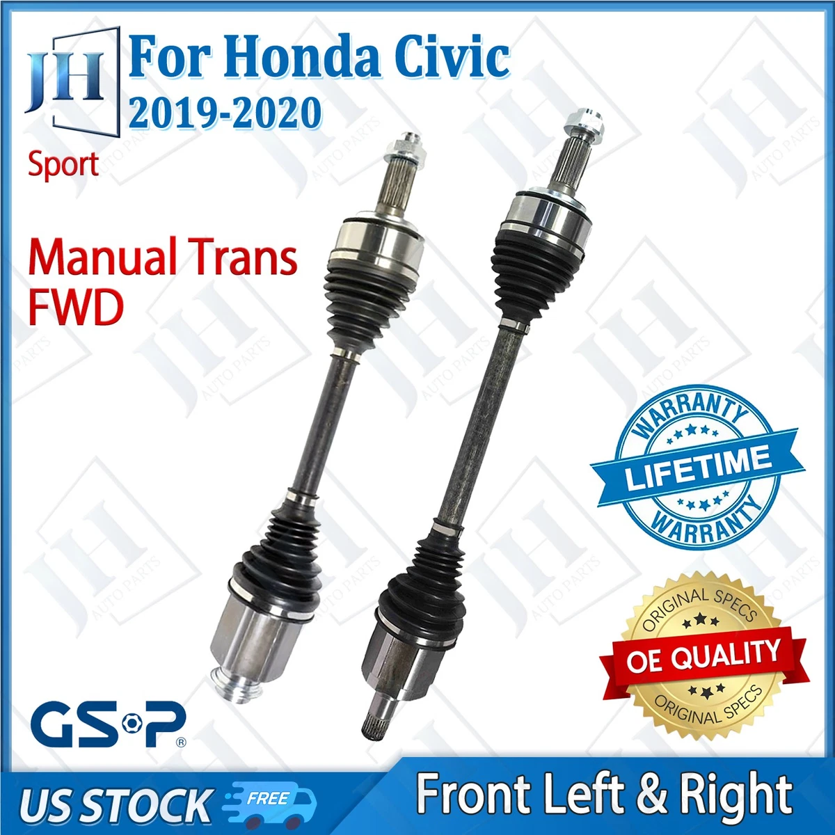 Pair Front Left & Right CV Axle Shafts For 2019-2021 Honda Civic Sport 2.0L (Auto CVT) – Canyon Parts NCV36189 NCV36191