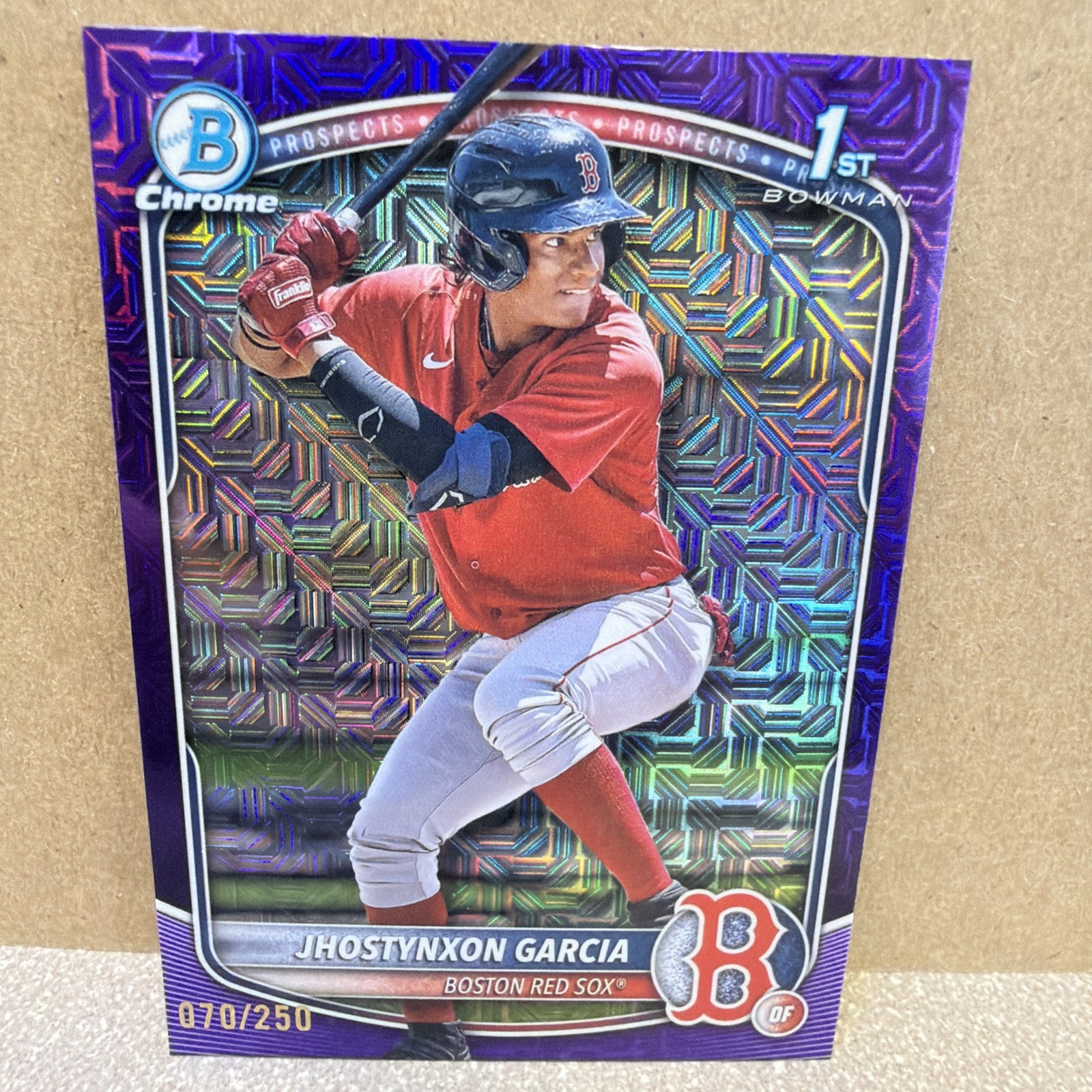 Jhostynxon Garcia 2025 Bowman Chrome Prospects 1st Purple Raywave Refractor /250