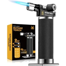 Butane Torch Lighter, DUAL Flame Mode Kitchen Torch, Refillable Cooking Torch...