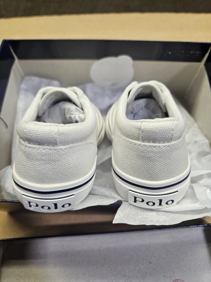 Zapatilla deportiva de lona Polo Ralph Lauren Keaton niños talla 5,5 blanca Foto 2 de 4