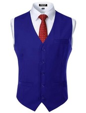 Men's Classic Slim Fit Dress Vest Formal Wedding Prom Tuxedo Large Royal Blue