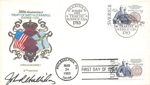 2036 20c USA & SWEDEN - Joint Issue FDC - Farnam