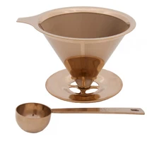 Stainless Steel Titanium Coated Pour Over Coffee Dripper/Scoop set BRONZE