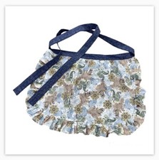 Blue Paisley White Half Apron Women Ruffles Apron Octoberfest Dirndl Apron Only