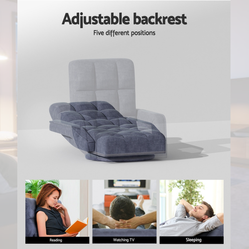 Artiss Floor Chair Lounge Sofa Bed Swivel Lazy Couch Pillow Recliner Comfortable - Picture 4 of 14