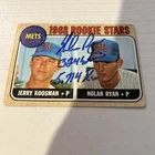 New ListingNolan Ryan Signed 1968 Topps Rookie Stars Baseball Card #177 Inscription Autos