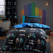Teenage Gaming Bedding Game Over Duvet Cover Set Black Catherine Lansfield