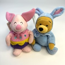 The Disney Store Easter Bunny Pooh Egg Piglet Mini Bean Bag Plush Beanie Vtg