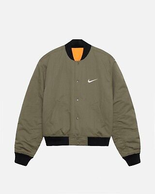 Stussy X Nike Reversible Varsity Jacket 2colors Black Olive Stussy X Nike Reversible Varsity Jacket 2colors Black Olive