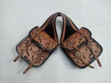 Genuine Leather Quality Hand Tooled Western Saddle Bag For Horse.