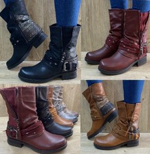 Damen Stiefel Biker Nieten Boots Stiefeletten Herbst Winter Worker NEU ST04 