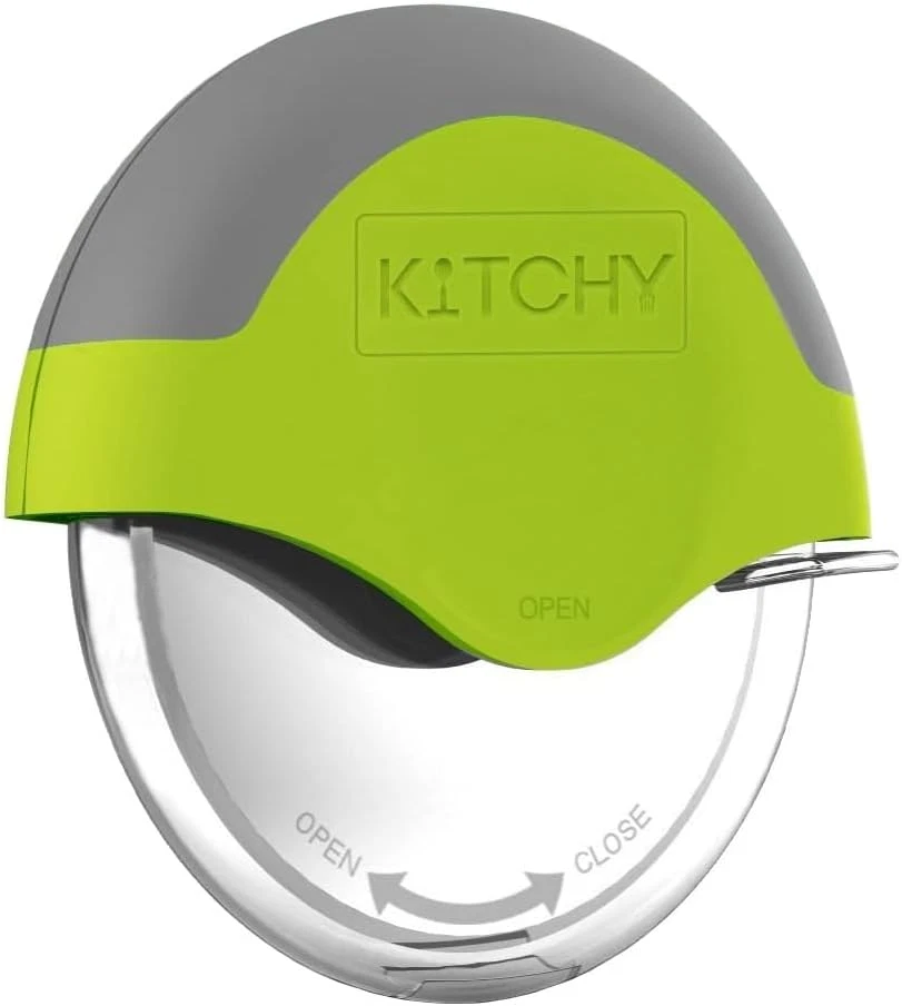 Pizza Cutter Wheel with Protective Blade Cover, Ergonomic Pizza Slicer (Green)