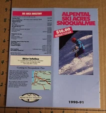 1990/91 THE SUMMIT AT SNOQUALMIE SKI AREA BROCHURE W/ TRAIL MAP.  MINT