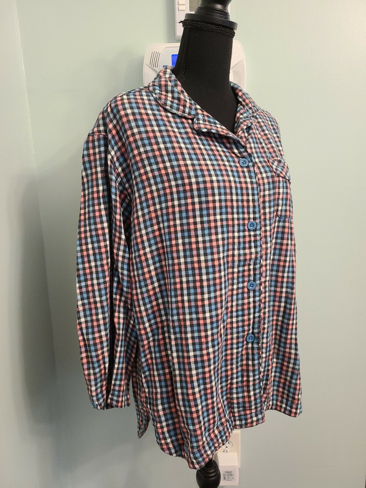 Sleep Sense Portuguese Flannel Plaid womens Night Shi… Gem