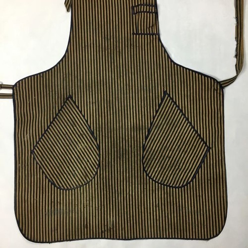 1910s Signed Extra RARE Barely Used INDIGO STRIPED WORKMAN’S Railman DENIM APRON - Picture 3 of 9