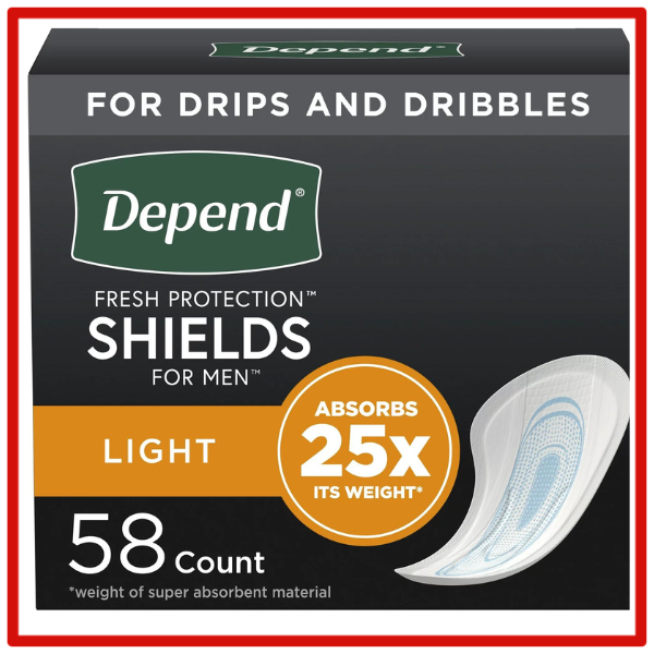 Depend Shield Incontinence Pads for Men Bladder Control Pads, Light