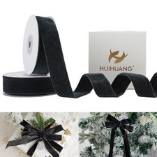 10 Yards 1 inch Black Double Face Thick Velvet Ribbon for Gift Wrapping