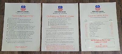 Vintage Union Pacific Railway Employee Postings 1997 Posters Set of 3-24'' x 18''