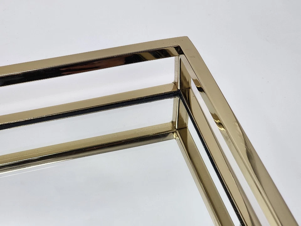 Classic Touch Mirror Tray with Loop Design, Stainless Steel, Gold 16x10 in - Image 4 of 4