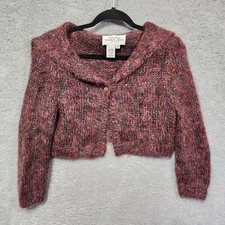 Rickie Freeman Teri Jon Nites Mohair Shoulder Shawl Cardigan Sweater Medium Pink