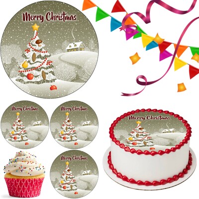Weihnachtsbaum Schlitten Tortenaufleger Party Deko essbar Geburtstag Feier Cupcake