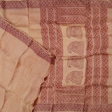 Vintage Tan Color Sarees 100 Pure Silk Printed Indian Sari 6YD Craft Fabric