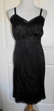 Vintage Black Nylon Full Slip Lace Trimmed B40
