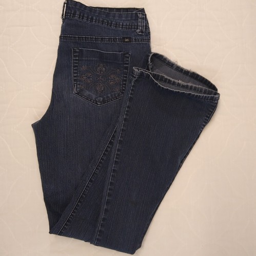 L.E.I. Chelsea Low-Rise Size 11 Juniors 32x31 Stretch Jeans Embroidered Pockets - Picture 3 of 10