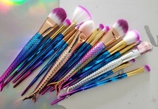 14pcs Makeup Brush Set / Blue Unicorn Eyebrushes With Mermaid Set