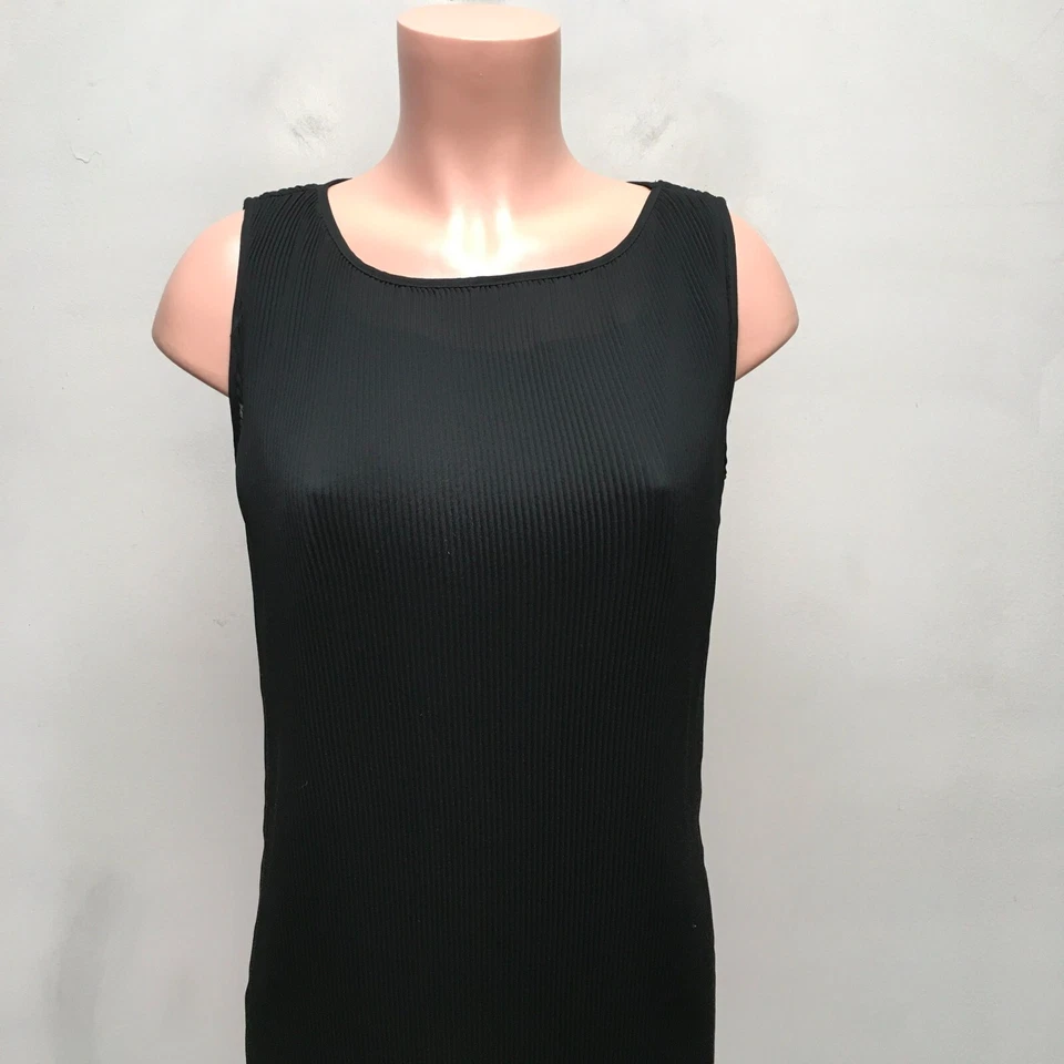 Vestido Vivienne Tam Anne Taylor Negro Sin Mangas Código del Viento del Este Plisado Volantes 2 Foto 2 de 4