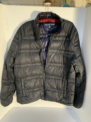 Michael Kors Quilted Packable Down Fill Puffer Quilted Coat Womens L Black
