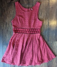 Free People Women's Dusty Red Tank Mini Dress w/ Midriff Flower Cutouts Size 4