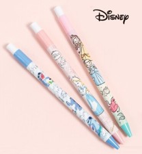 2x Disney Blue Ink Pens Alice Princess Stitch Roller ball Pink Smooth New Cute