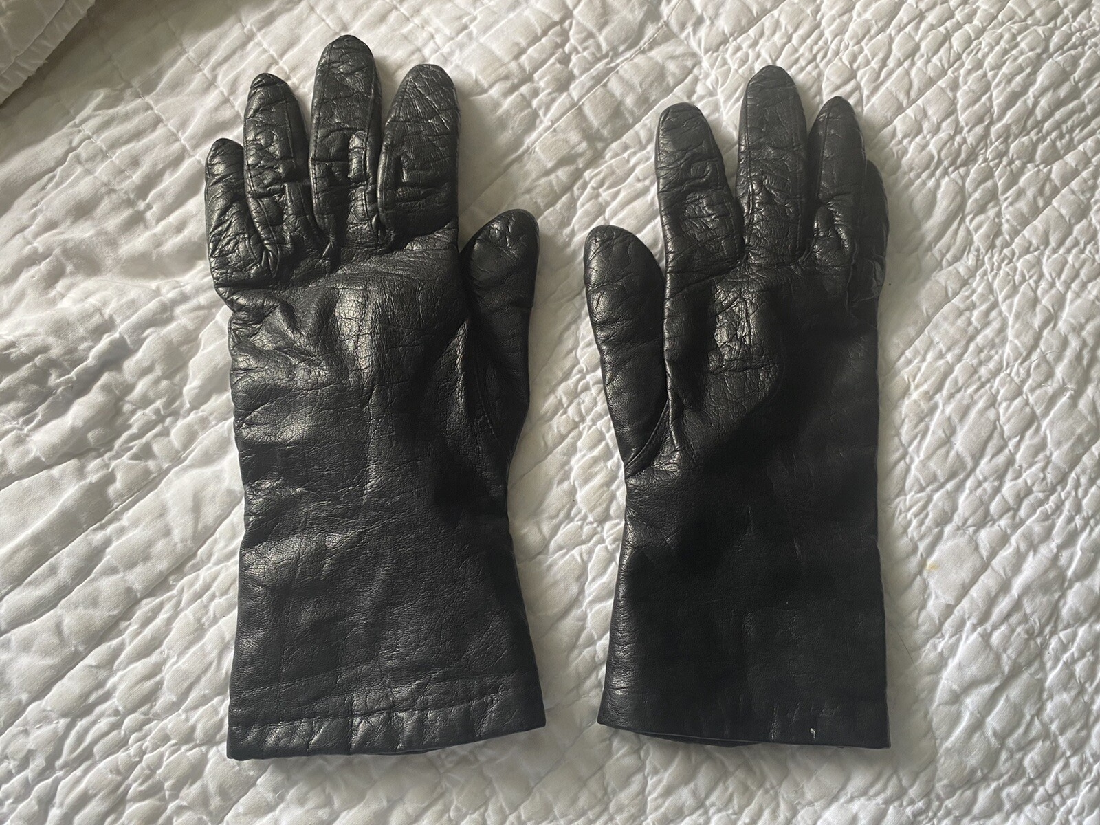 Women’s Black Leather Gloves, Fleece Lined, Size L , eBay