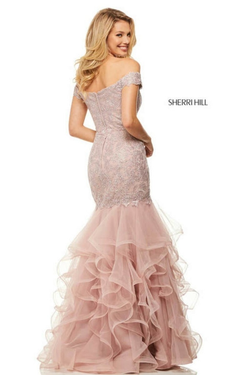 Sherri hill prom dress 52811 size 18 rose mermaid fitted tulle bling | eBay