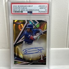 Danyer Cueva 2022 Bowman's Best #B22-DCA Gold Lava Refractor Auto /75 Rangers