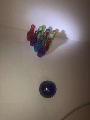 Retro Mini Bowling Ball and Pins Set Rainbow Tiny Vintage Pre Owned Sparkle | eBay