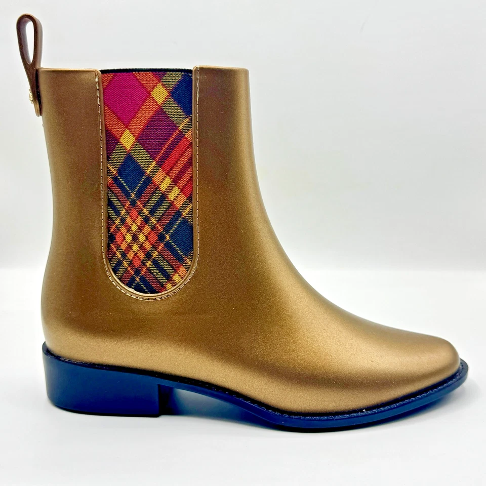NUEVAS Botas de Lluvia Vivienne Westwood ANGLOMANIA x MELISSA Dorado ROSA CUADROS Tartán 6 Foto 2 de 4