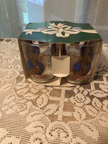 4 VTG NEW Libbey Rudolph The Red Nose Reindeer Glasses Christmas 1980s Made USA - Picture 7 of 9