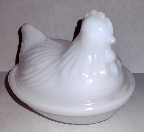 Vintage Hazel Atlas Milk Glass Hen Chicken on Nest Collectible