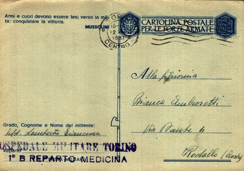 WW2 FRANCHIGIA - Ospedale Militare di Torino - Motto Mussolini - SG343 - 第 1/2 張圖片