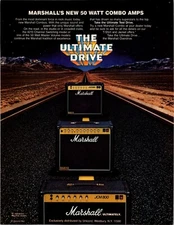 VINTAGE 1982 MARSHALL 50 WATT COMBO  GUITAR AMPS PRINT AD