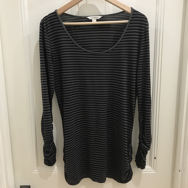Colorado Ladies Lightweight Jersey Long Sleeve Tee Top Black/Grey Stripe Size M