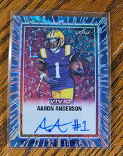 Aaron Anderson Auto -2025 Leaf Vivid Blue Lazer #/6 BA-AA1 -LSU Tigers